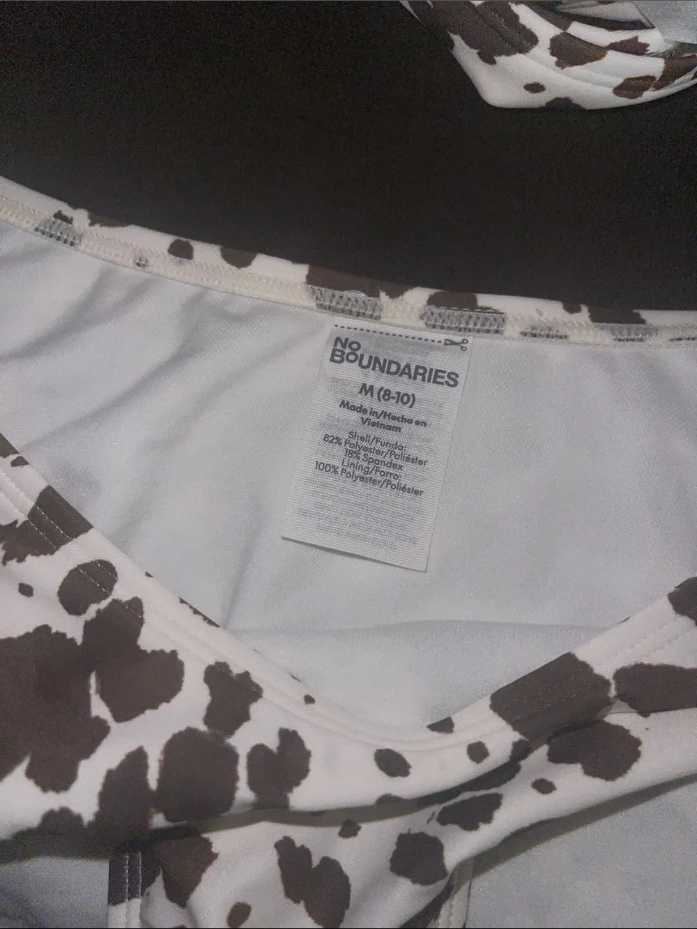 No Boundaries White Bikini Set with Brown Cow Spot Print